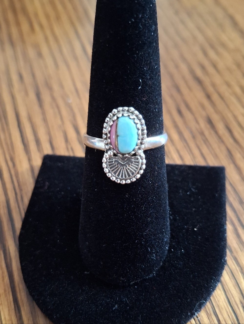 Ring Cotton Candy Turquoise and Sterling Silver Size 7